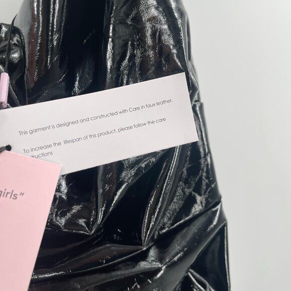 Avec Les Filles Dress SZ Small Faux Ever Leather One-Shoulder Bodycon Black NWT - Picture 9 of 16